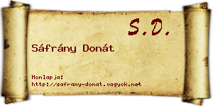 Sáfrány Donát névjegykártya